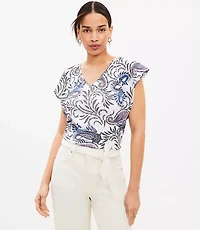 Paisley Flutter Sleeve V-Neck Top