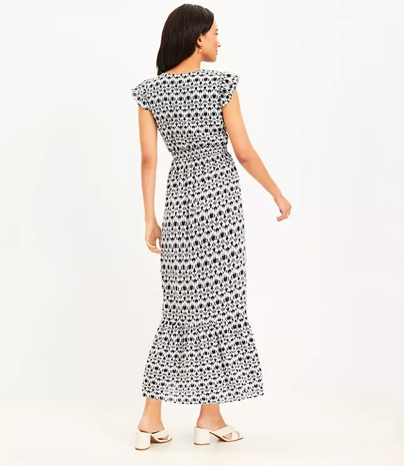 LOFT Beach Scroll Cutout Tiered Maxi Dress