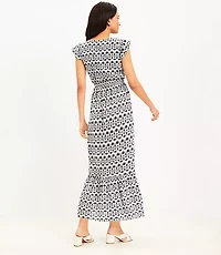LOFT Beach Scroll Cutout Tiered Maxi Dress