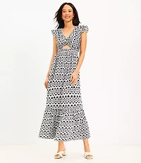 LOFT Beach Scroll Cutout Tiered Maxi Dress