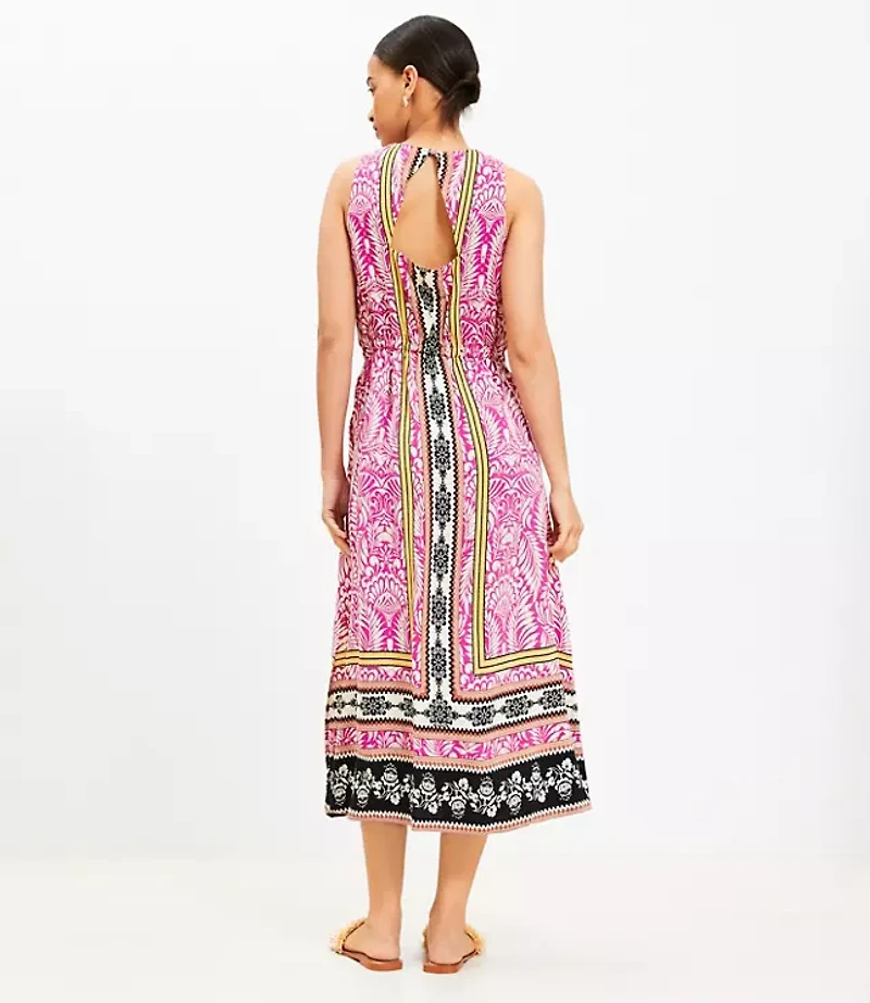 Palm Cutout Back Midi Pocket Dress