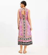 Palm Cutout Back Midi Pocket Dress