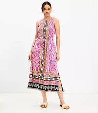 Palm Cutout Back Midi Pocket Dress