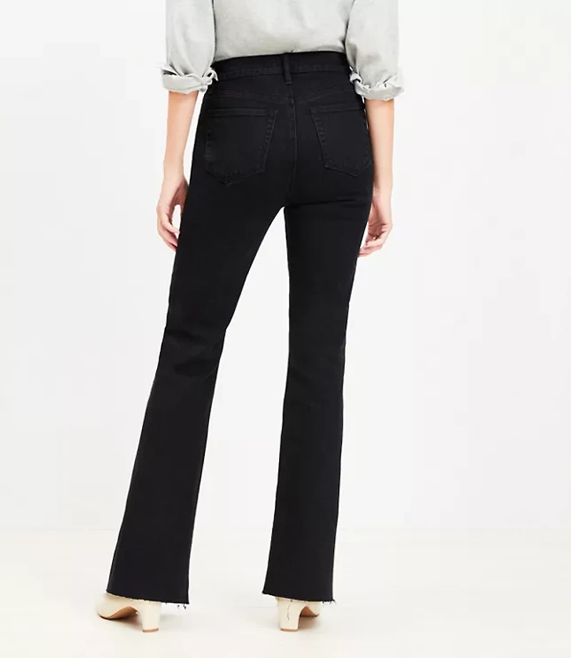 Pintucked Fresh Cut High Rise Slim Flare Jeans in Washed Black