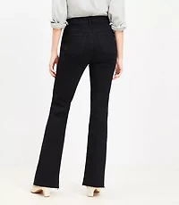 Pintucked Fresh Cut High Rise Slim Flare Jeans in Washed Black