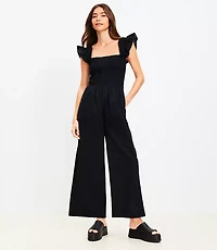 LOFT Beach Smocked Ruffle Strap Jumpsuit