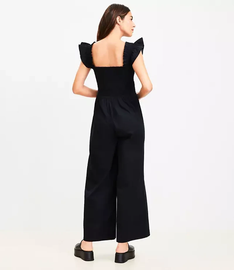 LOFT Beach Smocked Ruffle Strap Jumpsuit