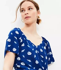 Petite Shell Crinkle Sweetheart Neck Top