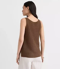 Ribbed Linen Scoop Neck Sweater Tank Top