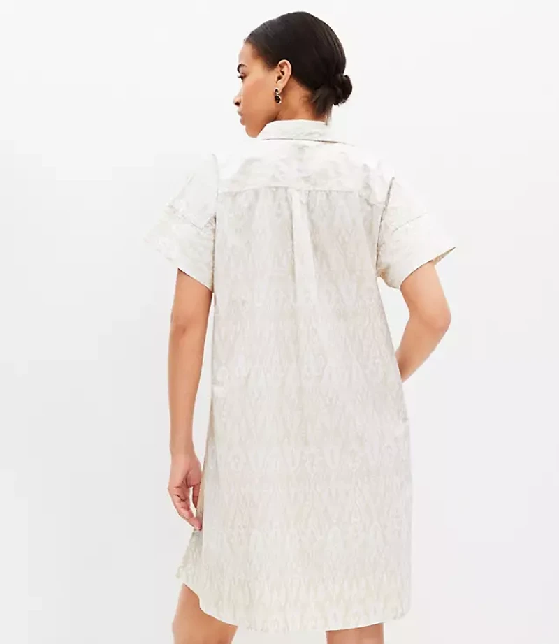 Petite Ikat Poplin Short Sleeve Pocket Shirtdress