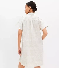 Petite Ikat Poplin Short Sleeve Pocket Shirtdress