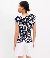 Petite Forget Me Not Flutter Sleeve Mixed Media Top