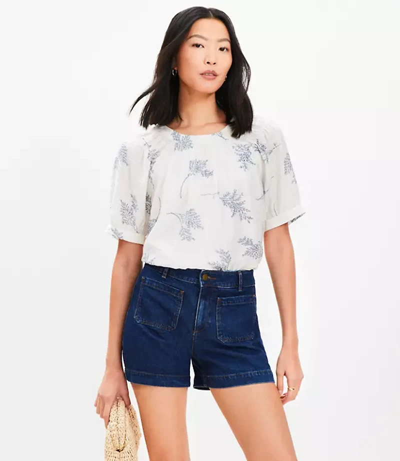 Petite Palmer Denim Shorts in Bright Medium Stone Wash