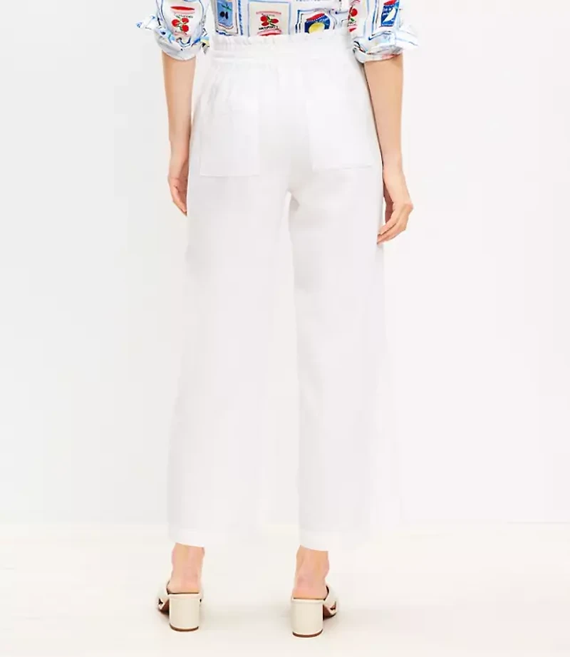 Tall Pull On Linen Cotton Wide Leg Pants