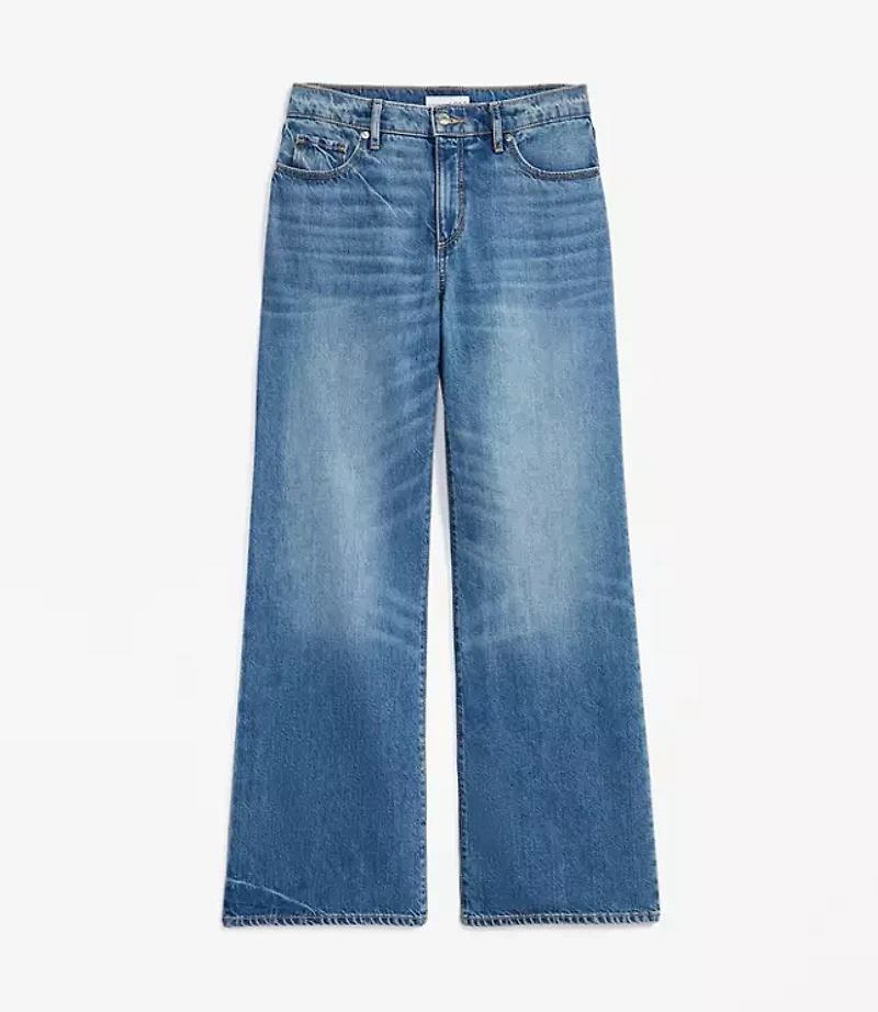 Mid Rise Wide Leg Jeans Classic Wash