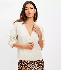Ribbed Sleeve V-Neck Cardigan