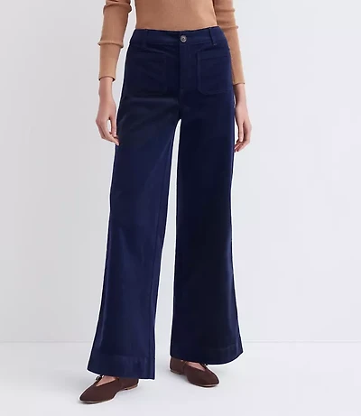 Petite Curvy Palmer Wide Leg Pants Brushed Corduroy