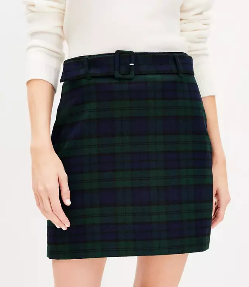 Plaid Belted Skirt