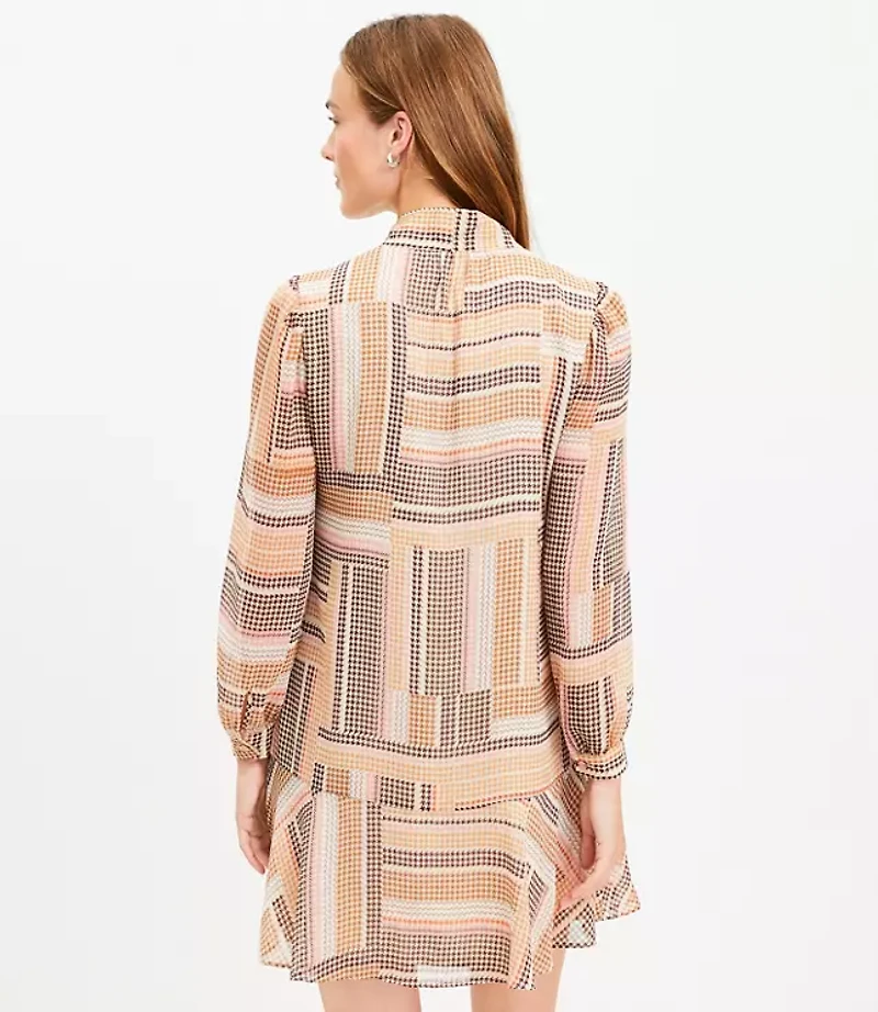Petite Houndstooth Bow Mini Flounce Dress