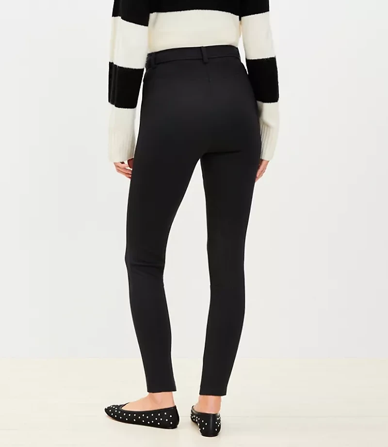 Petite Faux Suede Seamed Ponte Leggings