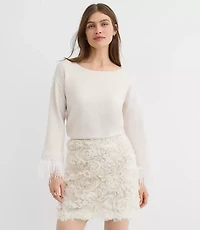 Feathered Cuff Boatneck Sweater