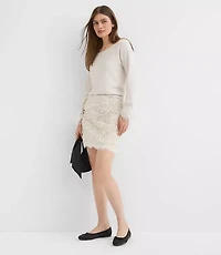 Feathered Cuff Boatneck Sweater