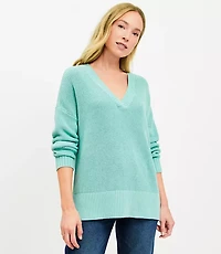Ribbed V-Neck Tunic Sweater