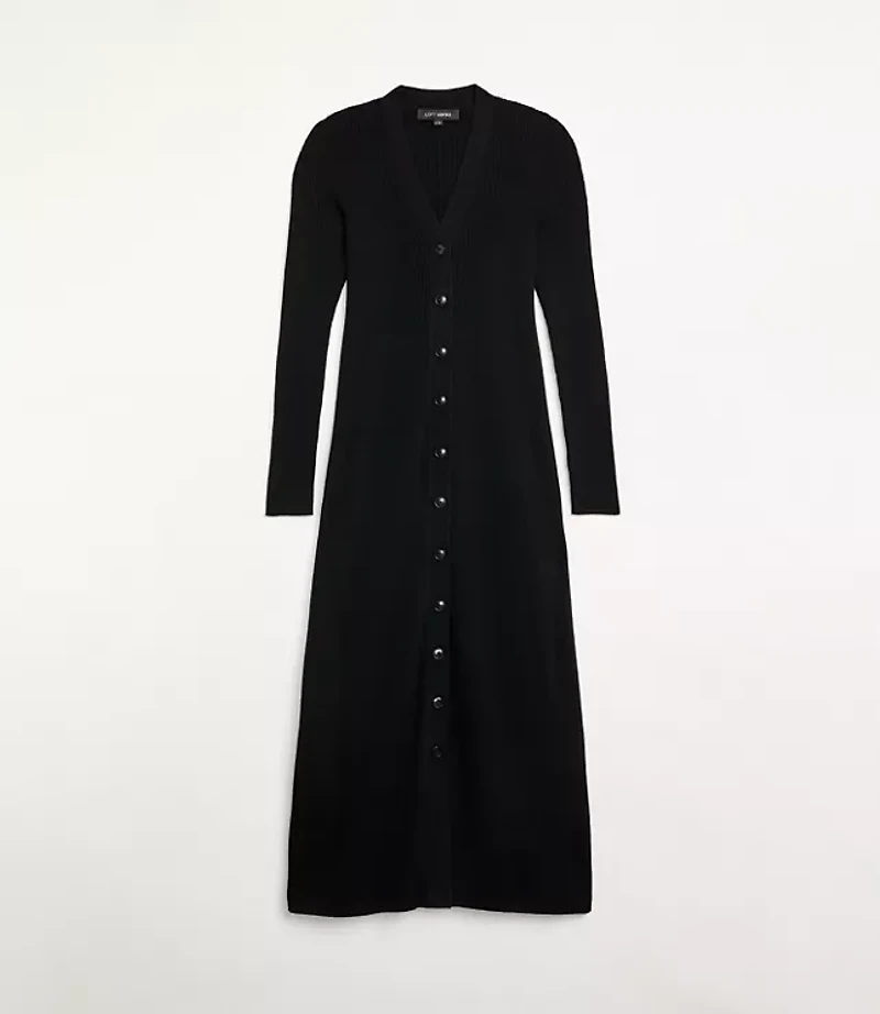Petite LOFT Versa Ribbed V-Neck Maxi Sweater Dress