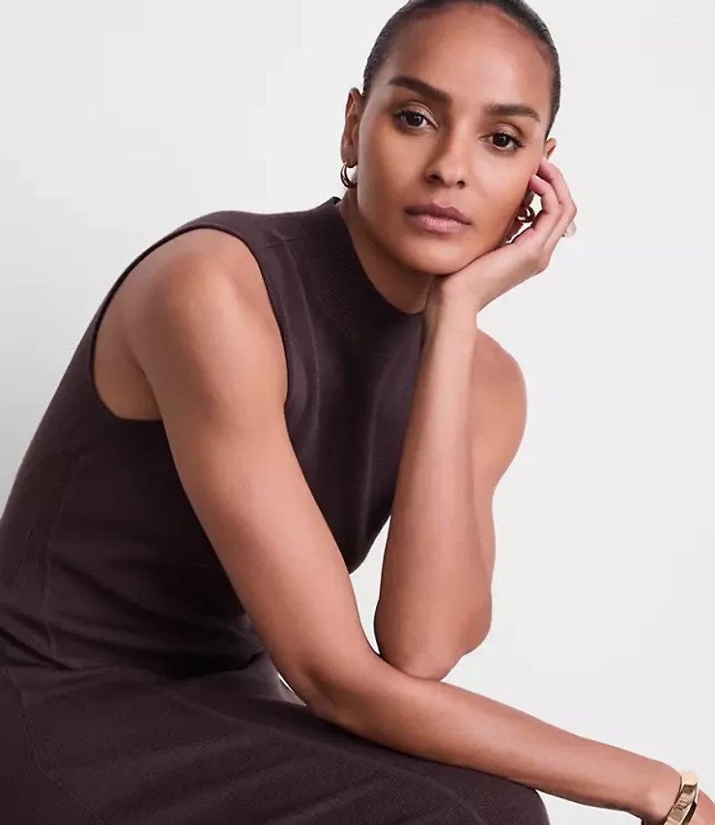 Petite LOFT Versa Sleeveless Mock Neck Midi Sweater Dress