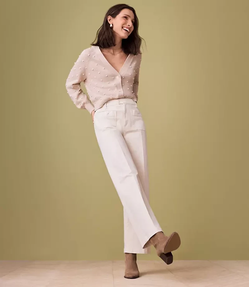 Sailor High Rise Wide Leg Crop Jeans in Popcorn