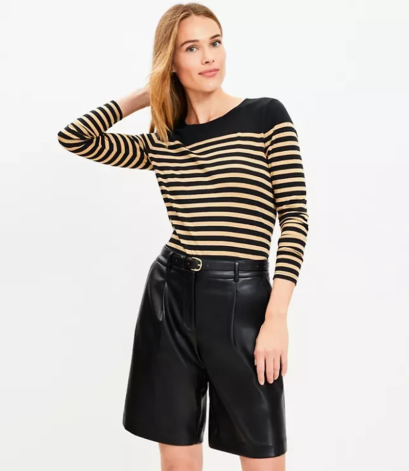 Petite Bermuda Shorts Faux Leather