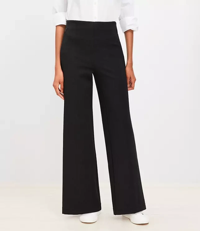 Petite Heathered Ponte Wide Leg Pants