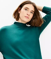Ribtrim Jersey Mock Neck Top