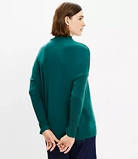 Ribtrim Jersey Mock Neck Top