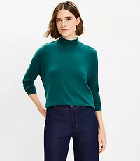 Ribtrim Jersey Mock Neck Top
