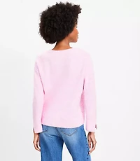 Petite Ribbed Slit Cuff Flare Sleeve Sweater