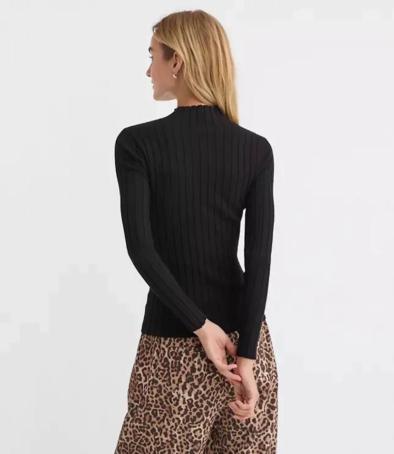 Petite Ribbed Mock Neck Sweater