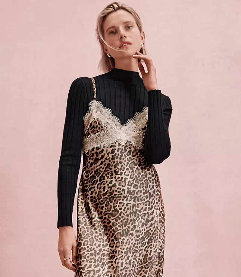 Petite Ribbed Mock Neck Sweater