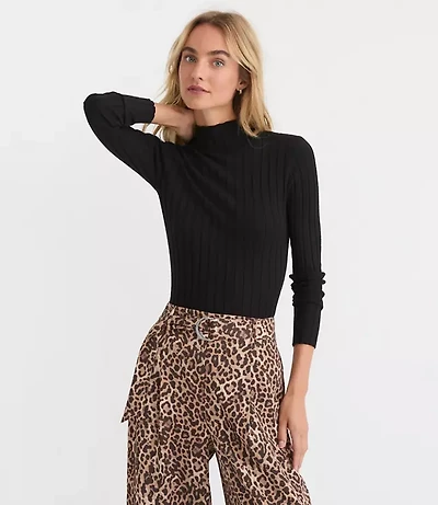 Petite Ribbed Mock Neck Sweater