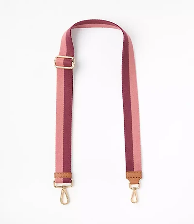 Striped Leather Trim Bag Strap