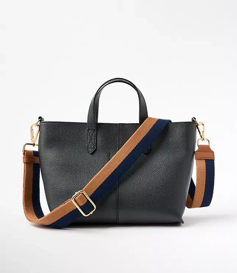 Striped Leather Trim Bag Strap