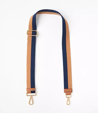 Striped Leather Trim Bag Strap
