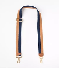 Striped Leather Trim Bag Strap