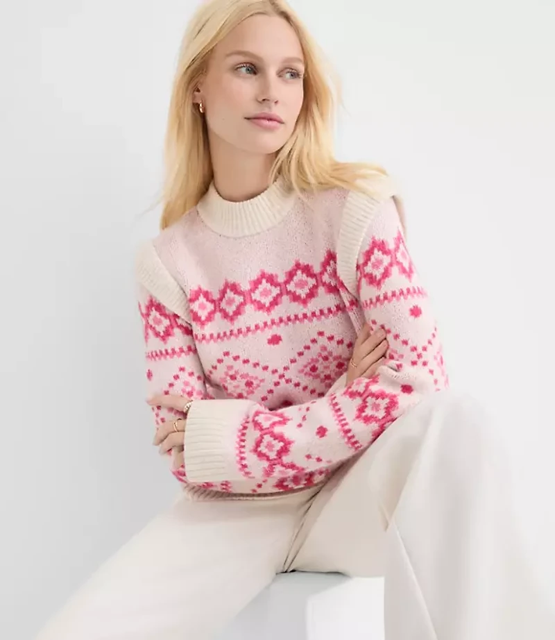 Fair Isle Shoulder Trim Sweater