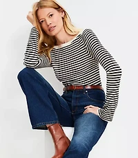Striped Boatneck Flare Sleeve Sweater