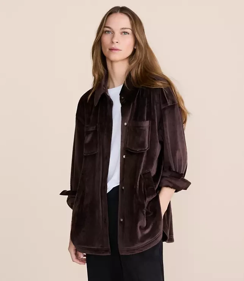 Lou & Grey Ribbed Velour Shirt Jacket