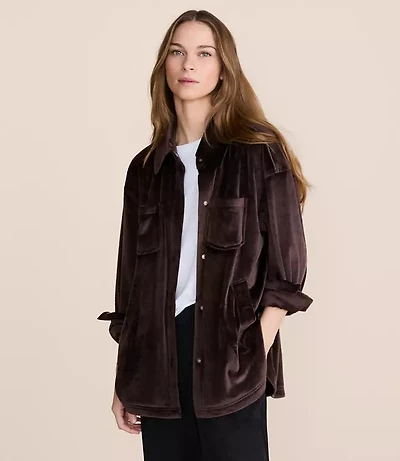 Lou & Grey Ribbed Velour Shirt Jacket