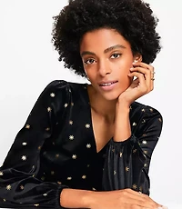 Starry Velour V-Neck Top