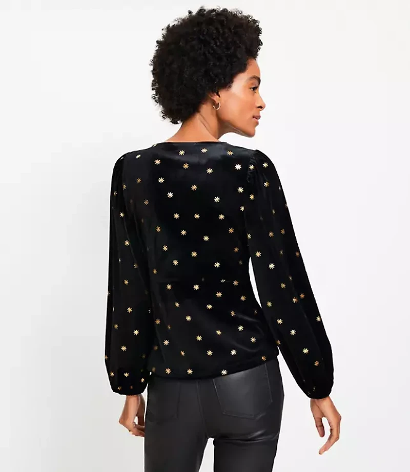 Starry Velour V-Neck Top