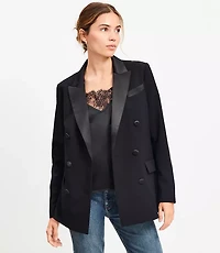 Satin Trim Relaxed Tuxedo Blazer
